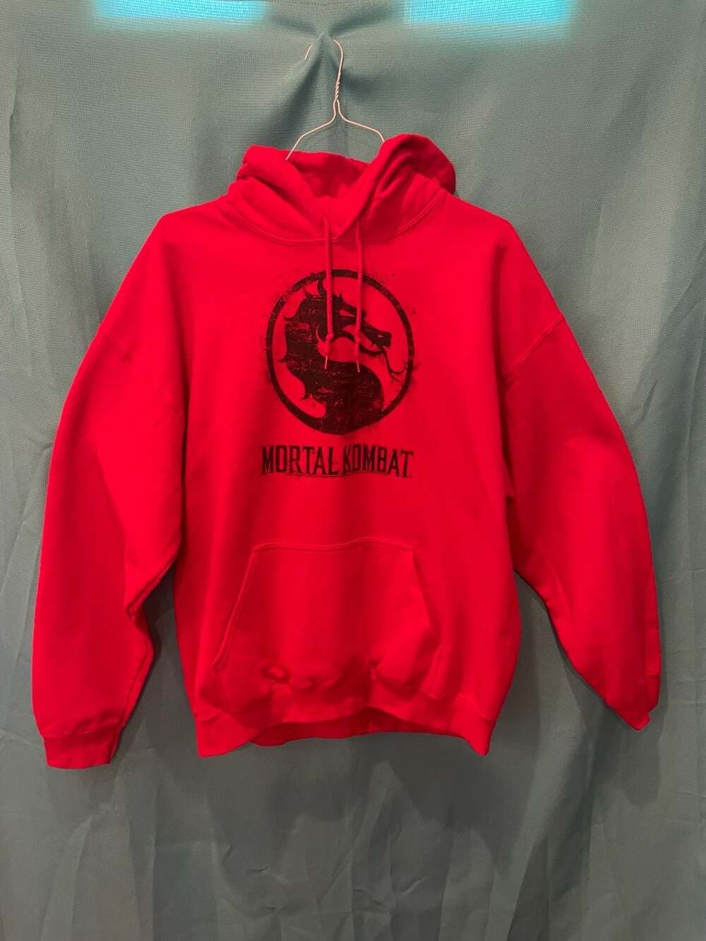 Mortal Kombat  Dragon  Logo Red Pullover Hoodie Mens Size XL